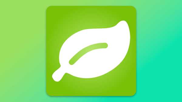 White leaf icon centered inside a lime green rounded square, set against a vibrant green and teal gradient background. The design is clean, modern, and suggests nature or environmental themes.